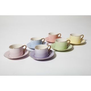 Yedi Houseware Solid Color 7 oz. Cup and Saucer (Set of 6)