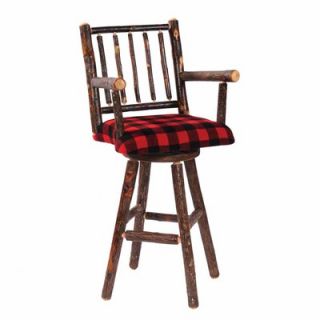 Fireside Lodge Hickory Swivel Stool with Arms and Unupholstered Seat