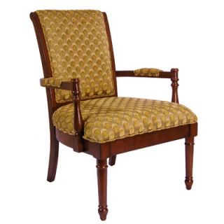  Cherry Frame Chair with Gold Repetitive Scale Pattern Fabric   114 02