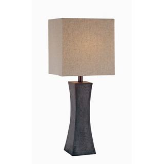 Lite Source Table Lamp with Tan Fabric Shade in Dark Walnut