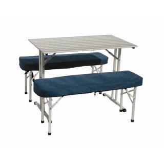 Texsport Deluxe Picnic Table Set in Seaport Blue / Silver