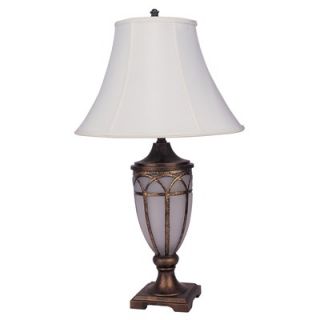  Table Lamp in Polished Brass with Off White Shirr Shade   40PB 123
