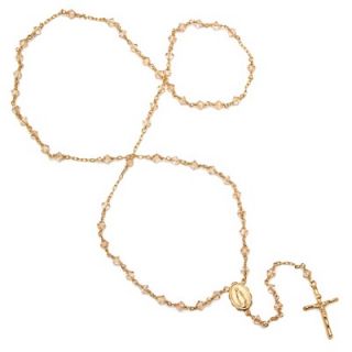 Evalue Jewelry Gold Plated Silver Swarovski Rosary Necklace