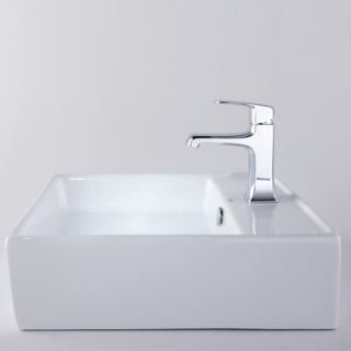  Square Ceramic Sink and Decorum Basin Faucet   C KCV 150 15201CH