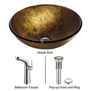 Vigo Liquid Gold Vessel Sink and Side Lever Faucet Set