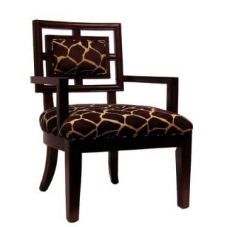  Cherry Frame Chair with Brown and Ivory Giraffe Fabric   156 01