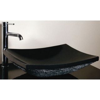 Xylem Rectangular Stone Vessel Sink with Rough Exterior in Black