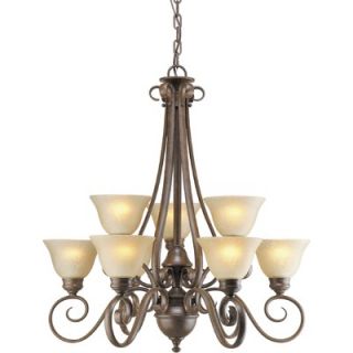 Forte Lighting 9 Light Chandelier with Gold Shades   2214 09 17