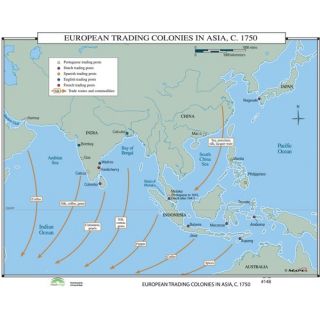 World History Wall Maps   European Trading Colonies in Asia