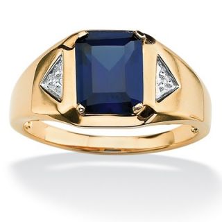 Palm Beach Jewelry 18k Gold/Silver Mens Lab Created Sapphire Ring
