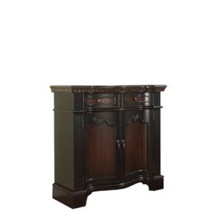 Powell Fluted Pilaster Two Door Cabinet in Black and Cherry