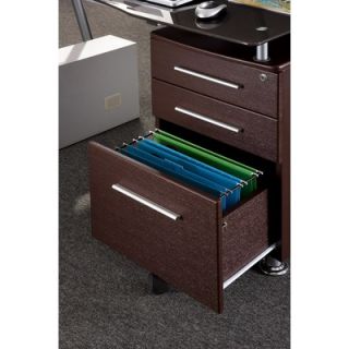 Techni Mobili Computer Desk with Side Cabinet in Chocolate