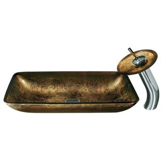 Vigo Rectangular Gold and Copper Tempered Glass Vessel Sink with
