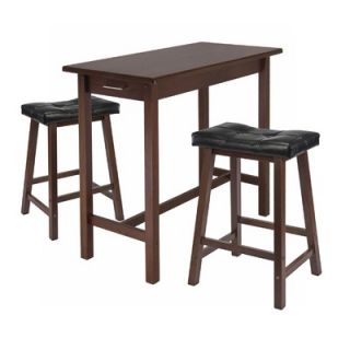 Winsome 3 Piece Set Breakfast Table with Saddle Cushion Stool in