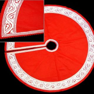 The Sandor Collection Great Plain Tree Skirt in White and Red   CTS