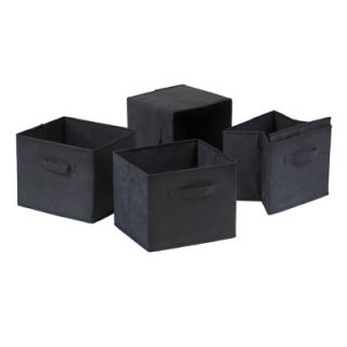 Winsome Verona Storage Shelf with 4 Foldable Black Fabric Baskets