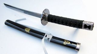 Cool Replica Hatori Hanzo Sword Miniature Metal Tsuba and Pommel Gloss