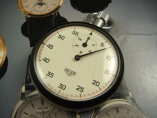  VINTAGE HEUER STAINLESS STEEL 30 MINUTE STOPWATCH SPORT MILITARY TIMER