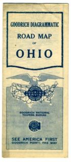 Goodrich Diagrammatic Road Map of Ohio 1920S