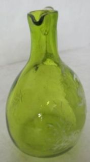 Gorgeous C 1880 Green Mary Gregory Enameled Decanter Pitcher
