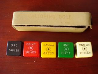 Vintage Galloping Golf Bakelite Dice Game Leather Case
