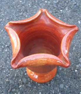 Camark Art Pottery Vase Handthrown Unique Orange Glaze
