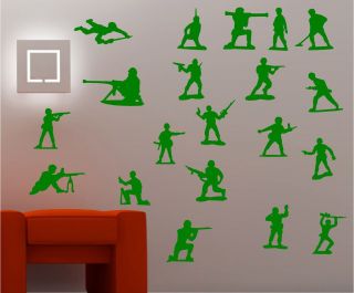 20 x toy soldiers army kids wall art sticker decal