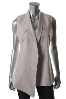 Jones New York Beige Linen Shawl Collar Lined Wrap Suit Vest 6 BHFO