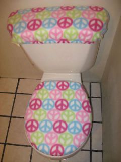 pastel color peace signs toilet seat cover set time left
