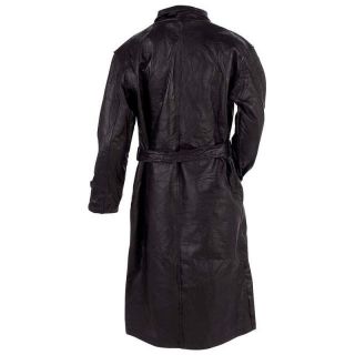 Womens Leather Black Trench Coat Overcoat Duster Large