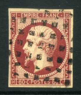  1853 classic Napoleon issue 80c. used 4 MARGINS Gros Points POSTMARK