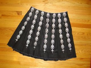 Grace Elements Black White Embroided Pleated Skirt 20W