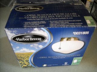 Harbor Breeze 9 opal Schoolhouse globe ceiling fan light kit new