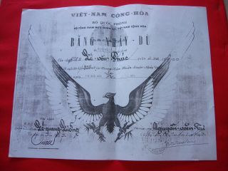  War ARVN AIRBORNE NHAY DU Parachute Training Graduation Certificate