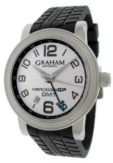 Graham Mercedes GP White Dial Automatic Black Rubber GMT Mens Watch