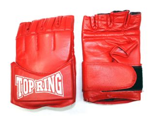 MMA Boxing Heavy Bag Gloves Fight Training RED LEATHER 4OZ Kickboxing