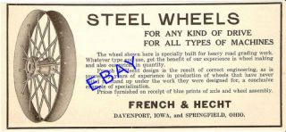 1923 French Hecht Implement Steel Wheels Ad Davenport