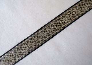 Jacquard Trim Medieval Quatrefoils Black Silver
