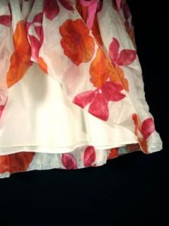Helen Wang Womens Unique Floral Patterned Silk A Line Mini Skirt sz 2