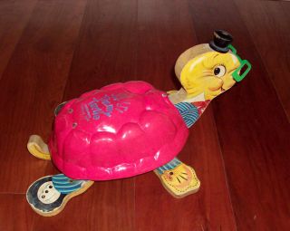 Vintage Fisher Price Uncle Timmy Turtle 125 Pull Toy 1956 58 RARE Toy