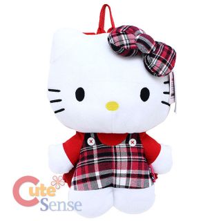 Sanrio Hello Kitty Plush Backpack Costumes Bag : Red checkered