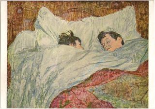 1940s Henri de Toulouse Lautrec Le Lit in Bed Postcard