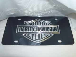 Harley Davidson Mirror Laser License Plate Black Silver New