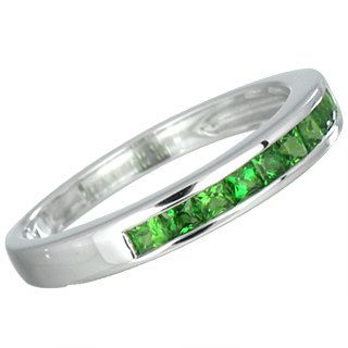 Tsavorite Green Garnet Eternity Band Ring 14k White Gold 3 4ct TW