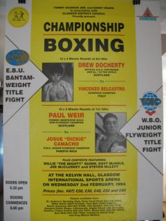 1994 Paul Weir vs Josue Camacho on Site Boxing Poster Glasgow Scotland
