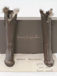 Henry Beguelin Brown Leather Fox Fur Lined Knee High Boots Size 36 5
