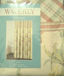   Floral Shower Curtain Designer Fabric Cream Pink Green Mauve