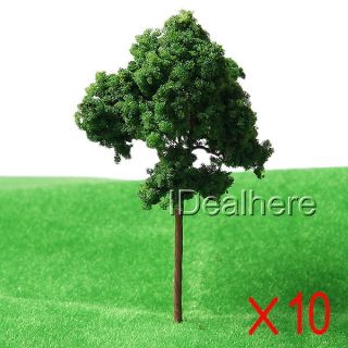 10 x Model Tall Green Tree Spring Look Park HO Scale