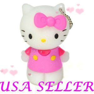  Cute Lovely Pink Stand Hello Kitty Memory USB 2 0 Flash Drive Keychain