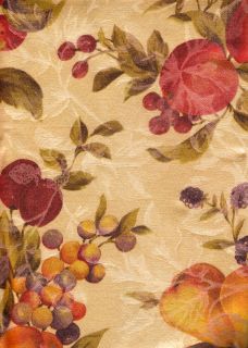 Tuscan Harvest Fall Fruit Frost Damask Beige Fabric Tablecloth Grapes
